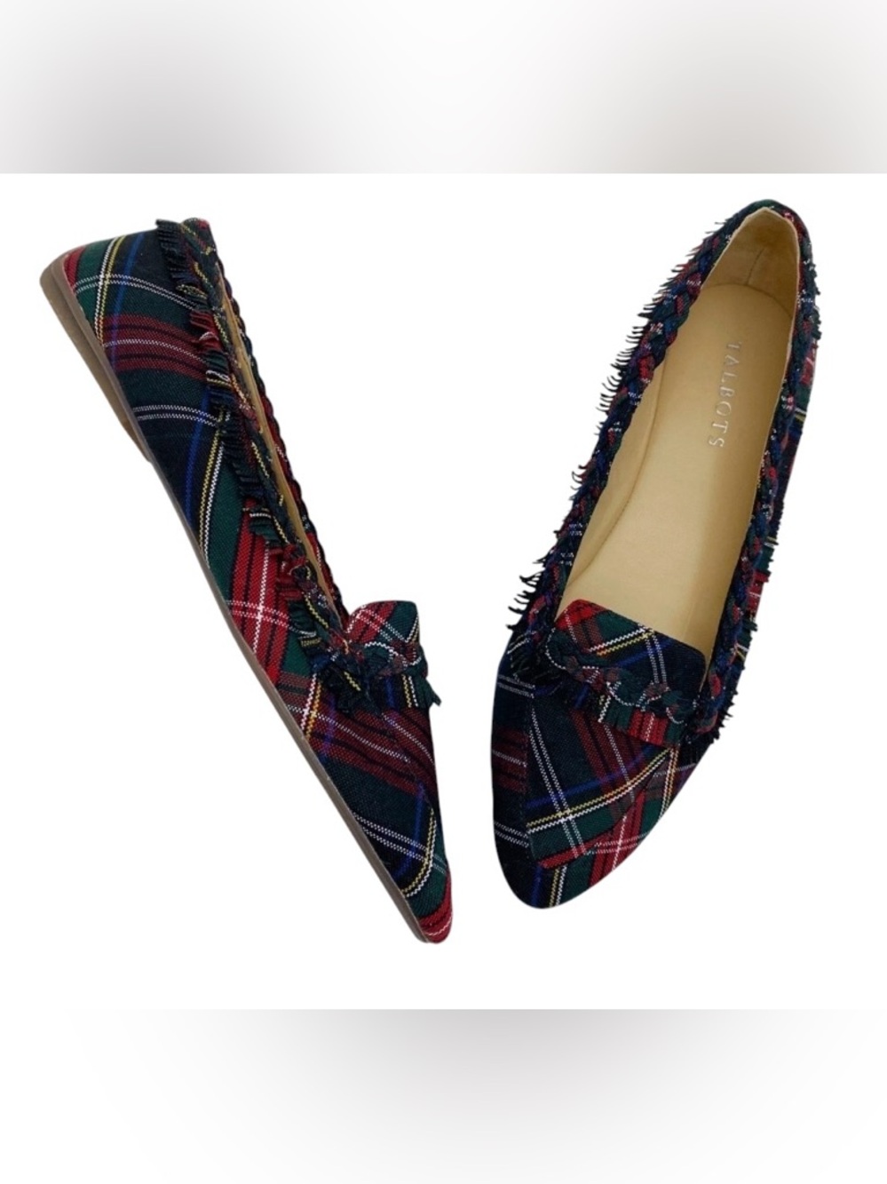 Talbots Tartan Plaid Braided
Fringe Pointed Toe Ballet Driver
Flats Womens SZ 7W